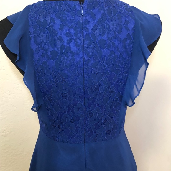 Aidan Mattox Blue Gown Ruffle and Lace Size 4 - Picture 15 of 16